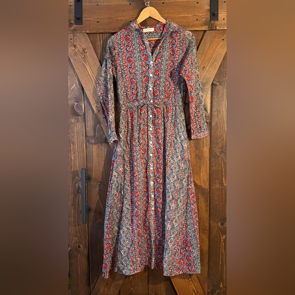 Maison Hotel Floral Button-Down Maxi Dress 100% Cotton